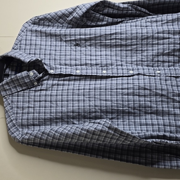 Ralph Lauren Button Down Checked Cotton Men's Blue Plaid Shirt Medium - Picture 4 of 8